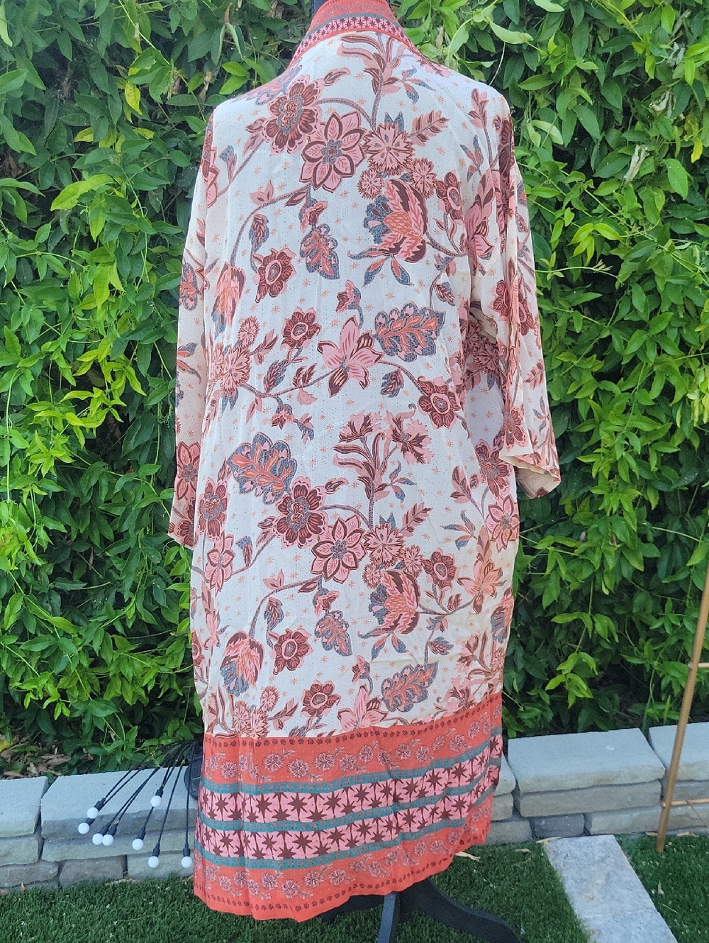 Sundance Marsala Floral Botanical Kimono Duster With Pockets XL - Picture 5 of 15